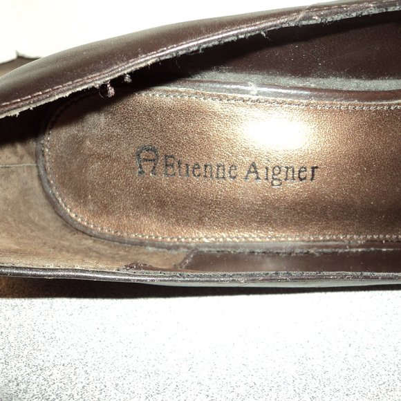 Etienne Aigner Womens 8 M Brown Leather Shoes Pumps Heels Pointed Toe - Picture 14 of 14